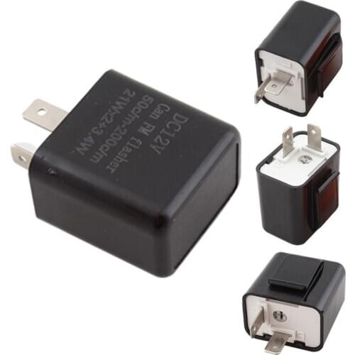Motorcycle LED Turn Signal Light Indicator Flashing Adapter 2 Pin Adjustable Frequency Flasher Relay Black For Universal