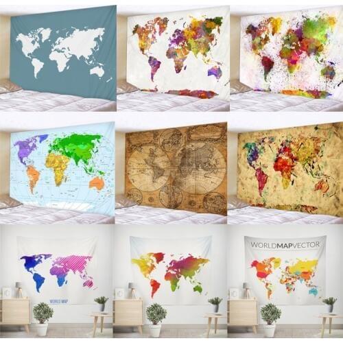 World Map Pattern Wall Tapestry Wall Hanging Blanket Farmhouse Decor Home Decorations Machine A Imprimer Sur Tissu Shabby Chic