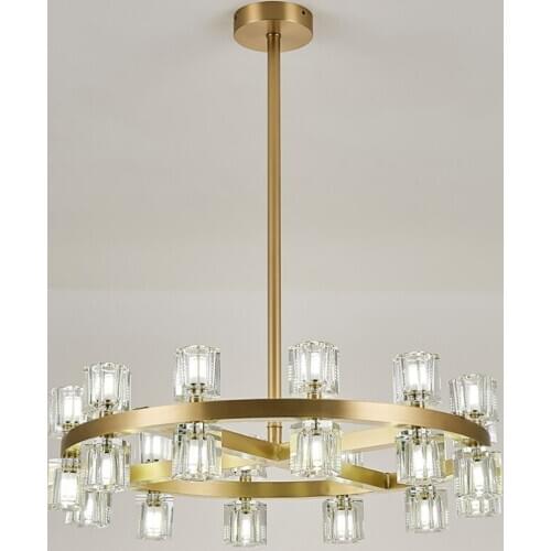 2019 new all-copper postmodern simple light luxury crystal lamp living room bedroom dining personality chandelier