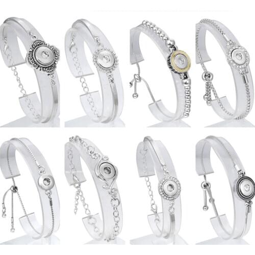 New Mini Metal Snap Button Bracelets Bangles Fit 12mm Snap Buttons Jewelry Charm Bracelet Adjustable Chain