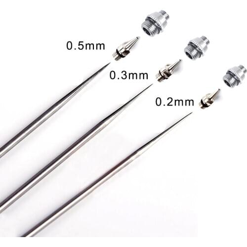 OPHIR 0.2mm 0.3mm 0.5mm Airbrush Nozzl Needle Nozzle Cap for Choose Airbrush Accessories Replacement for AC070 AC096+AC097+AC098