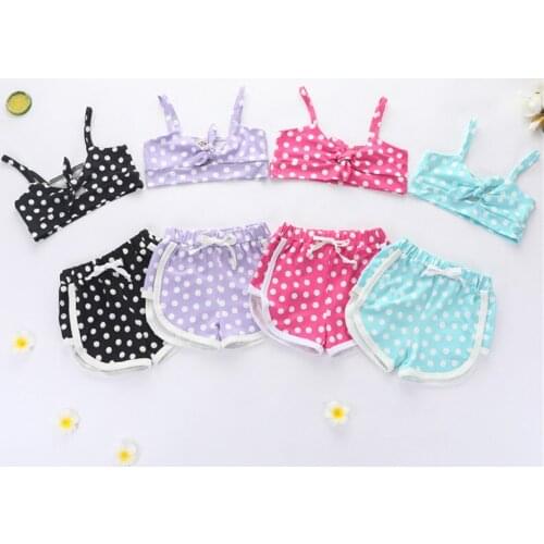 1-6 Years Toddler Baby Girls Clothes Set Polka Dots Crop Top + Shorts Pants 2pcs Casual Outfits Girls Summer Set