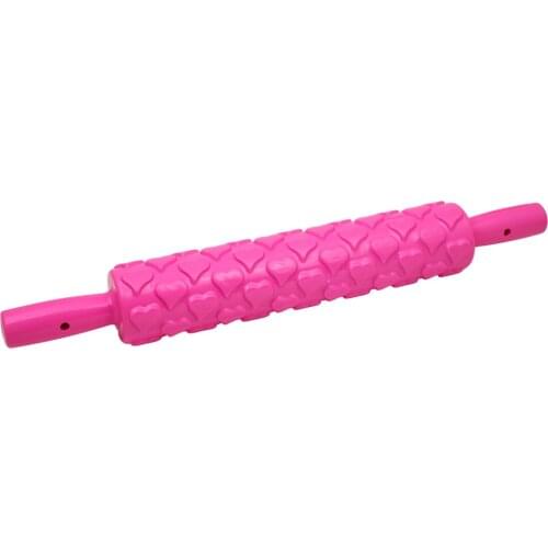 Plastic Heart Patterned Rolling Pin for Decorating Fondant Ceramic Dough Roller