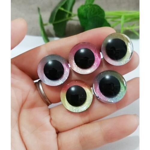 New design rainbow eyes 16mm/20mm/24mm trapezoid plastic clear safety toy eyes+Rainbow color fabric +white washer--50pcs/lot
