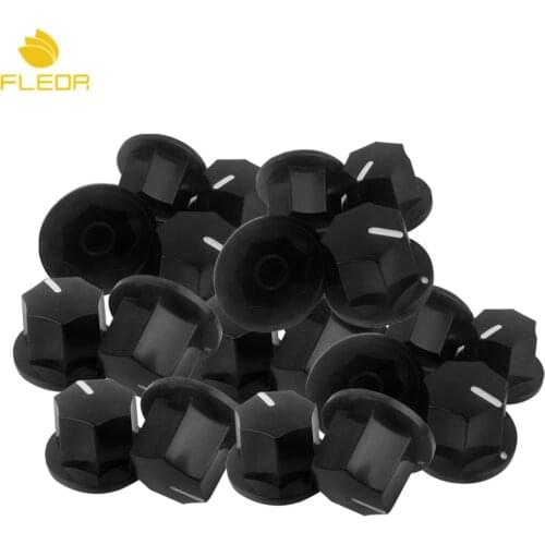 FLEOR 50pcs Plastic Black Bass Guitar Knobs Amp Control Knobs Big Size