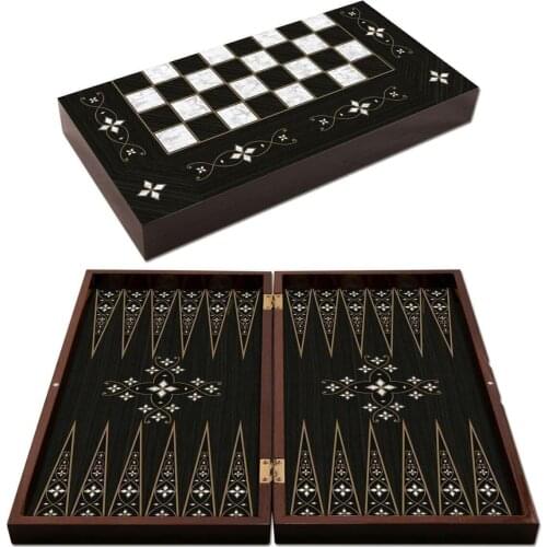 Backgammon Chess Antique Plated Mine Backgammon Large Size Chess Toy Checkers Wooden Backgammon Board Gift for Men