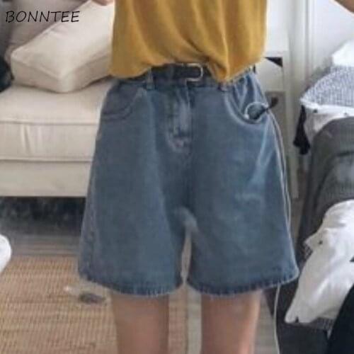 Shorts Women Simple Denim Lady Summer All-match Ulzzang Korean Style High Waist Chic New Fashion Thin Cute Slim Solid Streetwear
