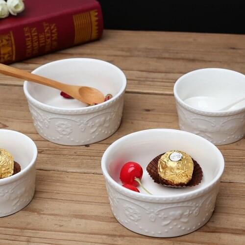 Shufulei Baked Bowl Baked Cake Mold Jelly Ice Cream Dessert Pudding Bowl Ceramic High Temperature Resistant Baking Cup