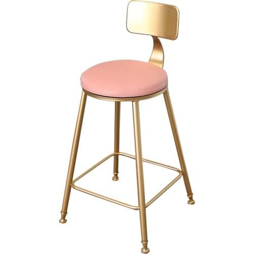2019 New Nordic Golden Metal High feet Bar Chair Casual stool Simple Durable stable Cafe Armchair With Soft Mat Anti-slip Mat