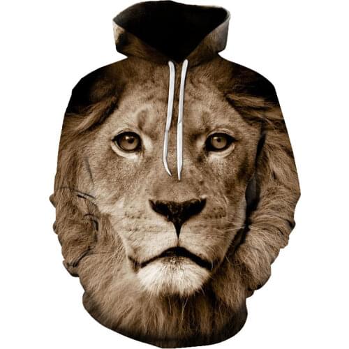 Animal Lion face 3D print hoodie for men fashion Autumn winter sweatshirt casual tiger sports suit hoodie outerwear oversized