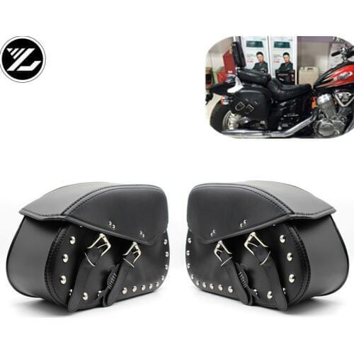 Universal Motorcycle Saddlebags Leather Side Storage Tool Pouch Luggage Bag for yamaha suzuki kawasaki Triphum Indian XL883 1200