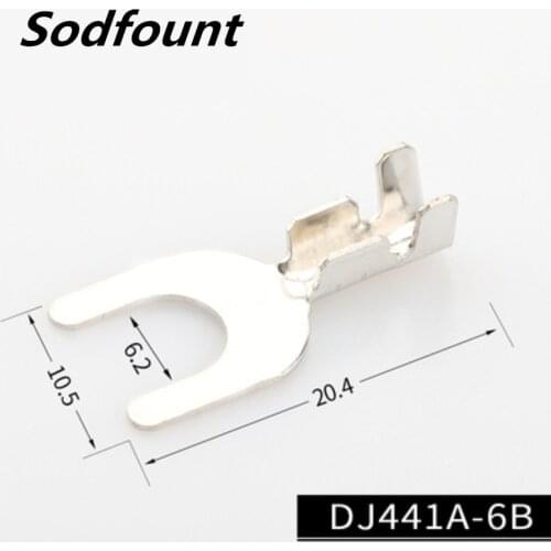100pcs DJ4413-6.2B 6.2 Fork-shaped cold-pressed terminal Fork-type bare terminal Wiring terminal U-shaped Y-type grounding lug