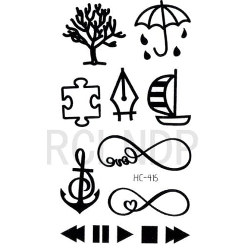 Waterproof Temporary Tattoo Sticker Tree Umbrella Arrow Anchor Number 8 Boat Elements Flash Tatoo Fake Tatto Art for Women Men