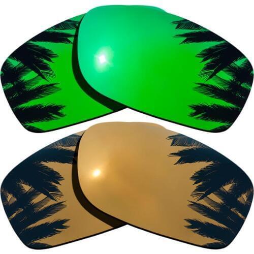 Green Mirrored & Bronze Gold Mirrored Polarized Replacement Lenses for Fives Squared Frame 100% UVA & UVB