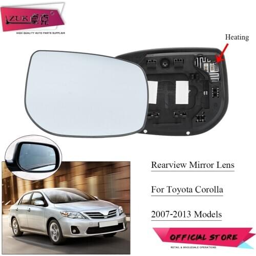ZUK Side Wing Back Up Mirror Rearview Mirror Glass With Heating Car Outside Reversing Lens For Toyota Corolla 2007-2013