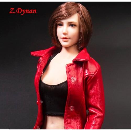 1/6 Female soldier Figure clothes tight red leather Jacket coat Black Windbreaker socks shoes For 12 inch TBLeague Body PH doll