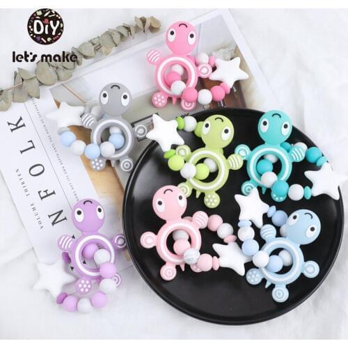 Lets Make 1pc Baby Teether Food Grade Silicone Rodent Animal Turtle Nursing Bracelet Silicone Beads Baby Teething Nursing Toys
