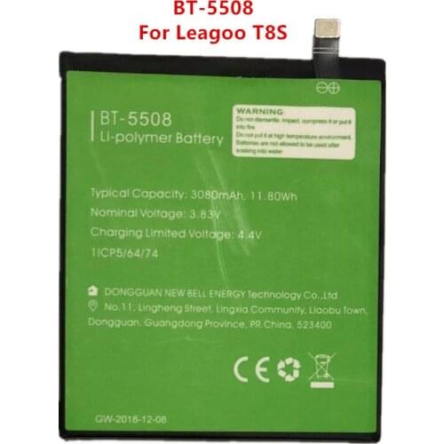 100% Original Backup BT-5508 Leagoo T8S Battery 3080mAh For Leagoo T8s Smart Mobile Phone BT-5508
