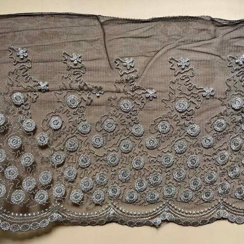 2Yards Flower Embroidered Lace Trim Tulle Mesh Dolls Dress Clothes Curtains Home Textile Handmade Sewing Bra Underwear Fabric