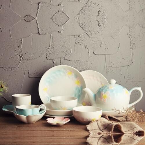 2021 Creative Ceramic Tableware Ceramic Dinner Set Gift Japanese Bowl Set New Chinese Wedding Tableware Kitchen Dinnerware Sets