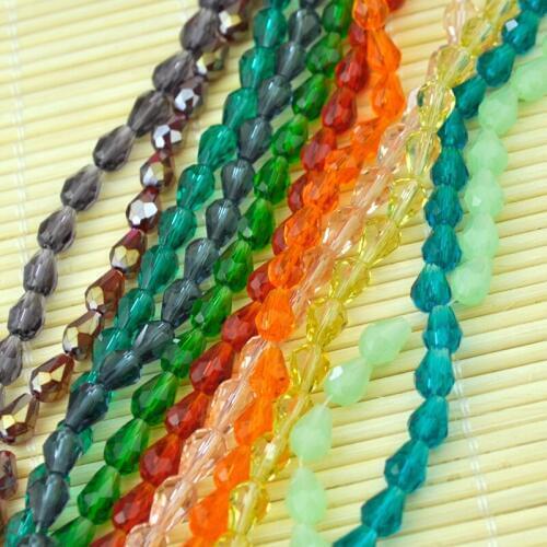 350pcs 5x7MM Oval WaterDrop Crystal Beads Crystal Glass beads Faceted Crystal Beads Curtains Chandelier Light DIY Mixed Color