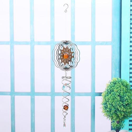 3D Metal Rotate Wind Chime Whirl Moving Rotating Hanging Home Decor Room Window Decoration LBShipping