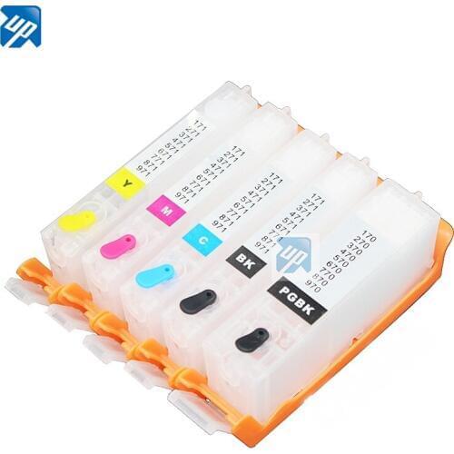 5sets PGI-970 CLI-971 refillable ink cartridges For canon MG5790 MG5795 printer with auto reset chip pgi970 pgi 970 ink