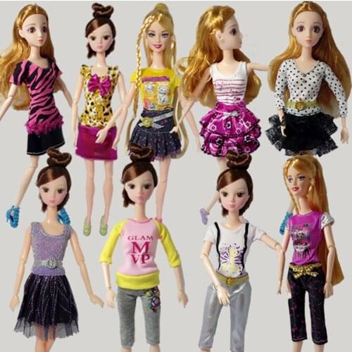 5pcs/lot Pretty Dress For Barbie Doll Clothes Fashion Outfit For 1/6 Dolls Short Dress One Piece Dresses Tutu Random Sent