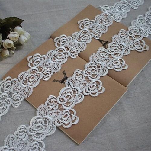 5Yards/lot 8cm(3.15") Wide High Quality Off White Water Soluble Embroidery Lace Trim,Venise Wedding Lace