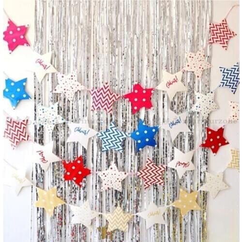 8Pcs/set Glitter Star Paper Banner Garland Wedding Birthday Party Decor DIY Art Craft Favors Festival Celebrate Gifts Suppliers
