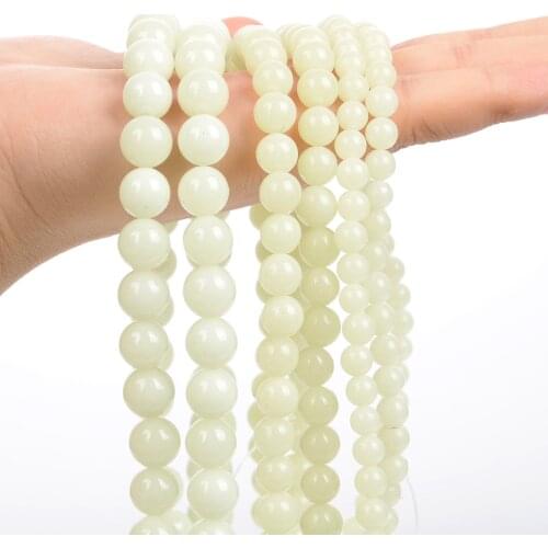 Off White Luminous Natural Stone Beads Glowing In The Dark Round Loose Spacer Beads for Jewelry Making Bracelet Pandent 6/8/10MM