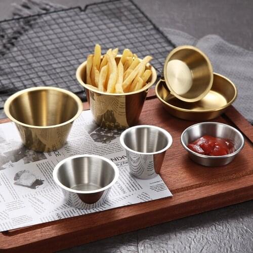 Western Sauce Seasoning Dish Stainless Steel French Fries Ketchup Cup Hot Pot Dipping Bowl Appetizer Plates Condiment Container