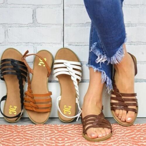 Sandals Bohemian style buckle flat shoes Womens large woven womens shoes Fashion all-match personality trend hot selling new