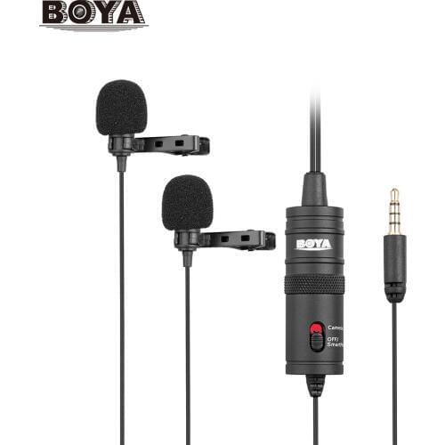 BOYA BY-M1DM Dual Omni-directional Lavalier Microphone Mic for Canon Nikon Sony DSLR Camera Camcorder for iPhone Samsung Huawei