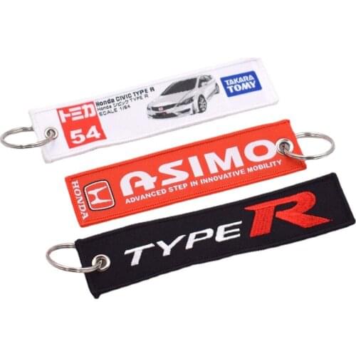 Asimo Mugen Spoon JDM Motorcycle Cars Keychain Embroidery Keytag Keyring Key Fobs Jewelry