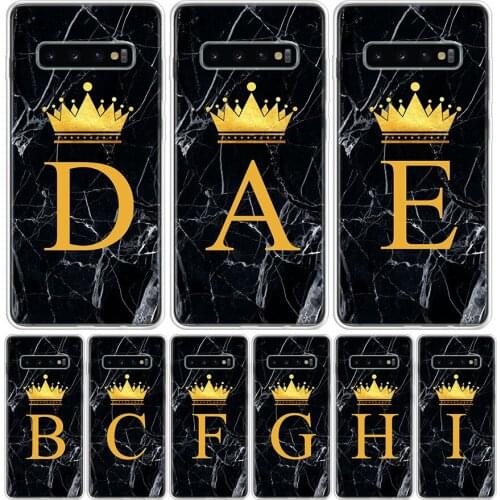 Crown Custom 26 Letter A Cover Phone Case For Samsung Galaxy S10 S20 Ultra Note 10 9 8 S9 S8 J4 J6 J8 + Lite Plus Pro S7 Coque