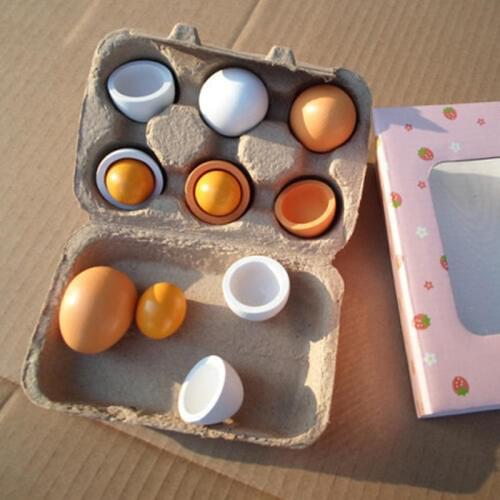 Wooden Kitchen Toys Pretend Play Food Eggs Set Preschool Wood Childrens Kitchen Toys for Children Yolk Food Egg Gift