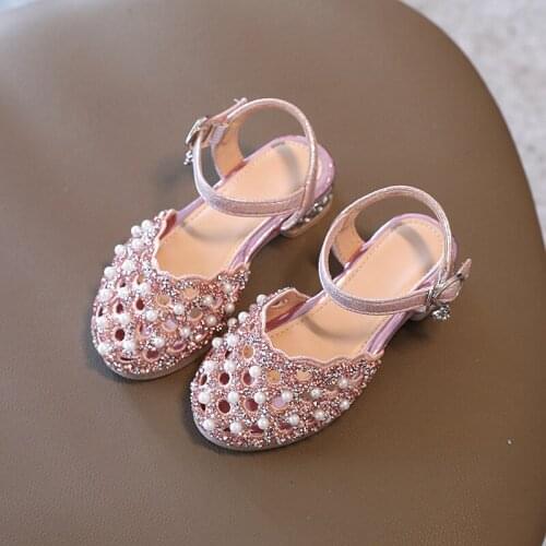 ChildrenS Shoes Girls' Summer Non-Slip Sandal Fashion 2021 Pearl Elegant Princess Shoe Kids Sports Beach Wedges Cut-Outs Sandal