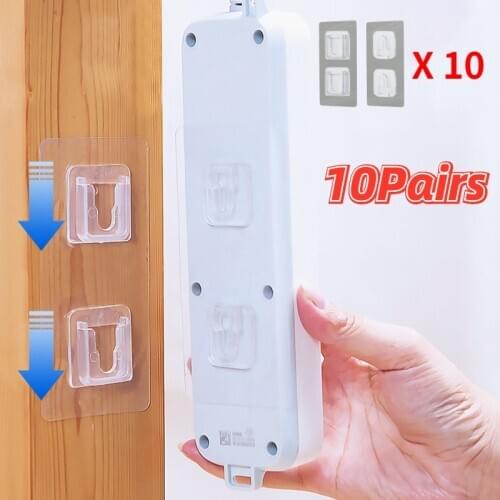 10pair Multifunctional Double row Wall Hooks Double-Sided Adhesive Sucker Hook Wall Hanger Suction Cup Home storage rack