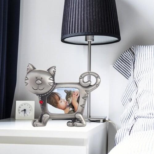 LASODY Zinc Alloy Sentiments Cat Picture Frame Photo Gift for Pet Cat Kitten Display on Tabletop Decorations