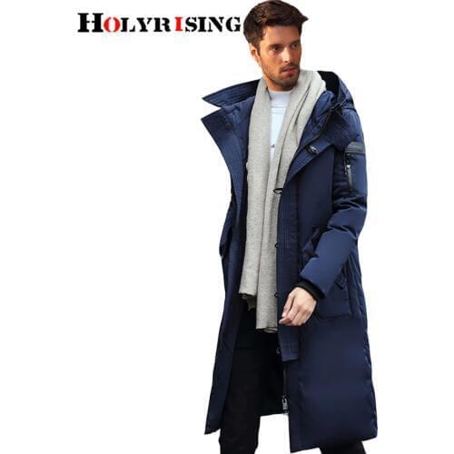 Holyrising Men Long down duck jackets men clothing jackets thick warm men hooded down jacket winter men coat Snow parkas 18511-5