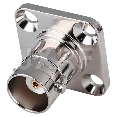 JX RF Connector BNC Female Jack With 4 Holes Flange Panel Chassis Mount Coaxial Solder Connector