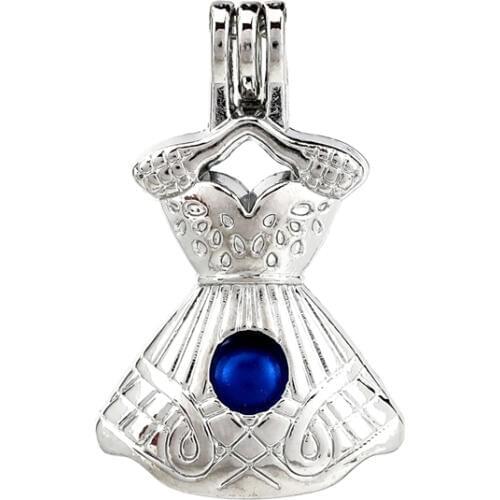 K881 5pcs/lot Dresses Beauty Girl Skirt Pearl Beads Cage Pendant Locket Fairytale Party Essential Oil Diffuser