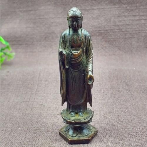 Chinese Brass Carving Buddha Statue Bronze Sculpture Sakyamuni Buddha Home Decoration Luck Gift