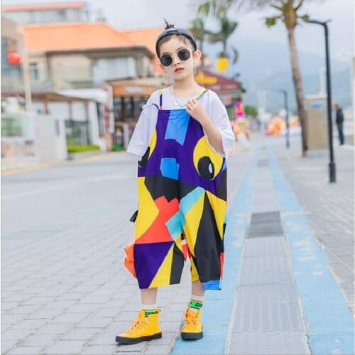 Girls' Overalls for 2021 Summer Childrens Clothing of Kids Sleeveless Loose Fashion Pants for 4-14 Years