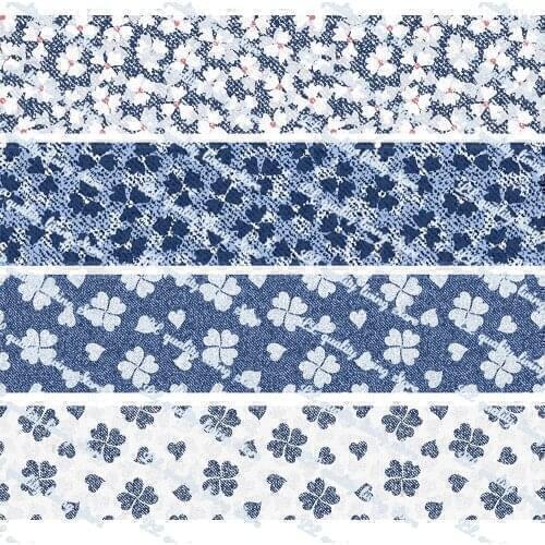 16-75mm Denim Pattern&Floral Printed Grosgrain Ribbon/16mm Printed Elastic Foe Ribbons DIY Hair Bows Sewing Webbing 50 Yards
