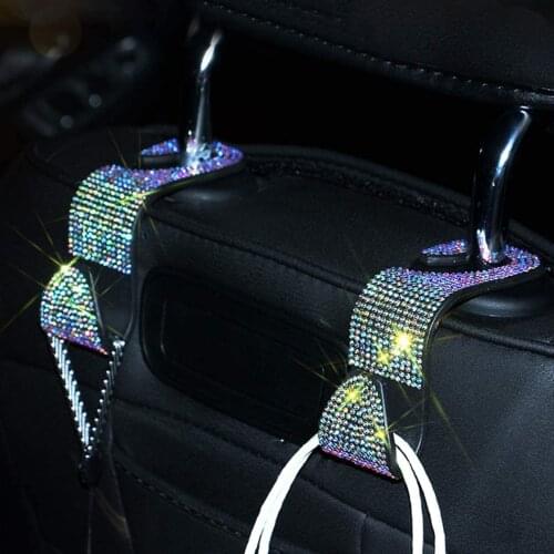 2x Car Back Seat Headrest Hooks Organizer Holder BlingBling Crystal Rhinestone Car Accessories