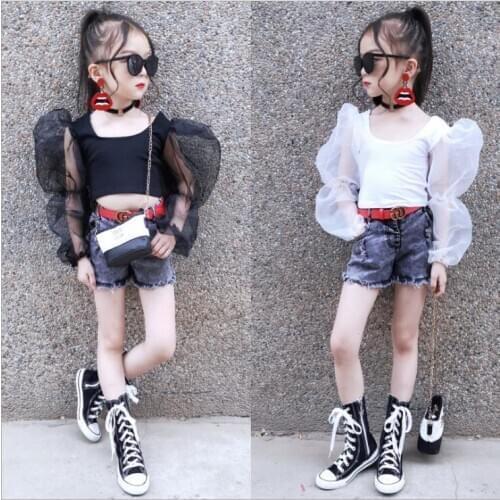 2020 hot sale girls patchwork t-shirt fashion cotton voile summer girls top 3-8t F367