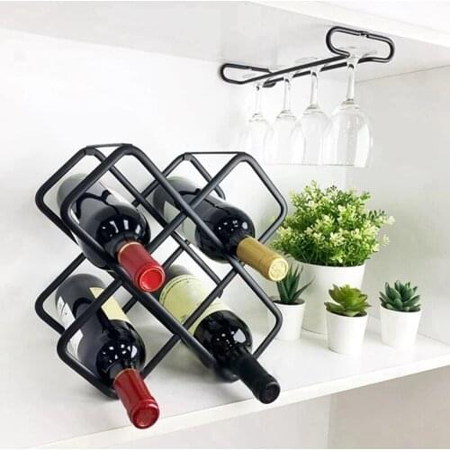 Hot Home Simple Wine Glass Rack Inverted Tall Cup Holder Single Row Perforated Red Wine Cup Holder Kitchen Bar
