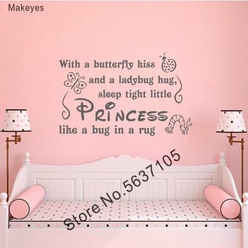 Makeyes Girls Princess Wall Stickers Butterlfies Cute Wall Art Wall Decal Home Girl Bedroom Wall Decoration Vinyl Baby Gift Q192